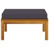 Footrest with Dark Gray Cushion Solid Acacia Wood