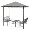 Garden Pavilion with Table and Benches 98.4"x59.1"x94.5" Anthracite