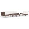 10 Piece Garden Lounge Set with Cushions Poly Rattan Brown