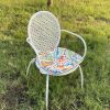 4 PCS Set Outdoor Chair Cushions Seat Cushions with Straps; Patio Chair Pads(Flower Color)