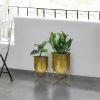 16; 13 Inch High Brass Raised Planter with Stand; Set of 2; Gold; DunaWest