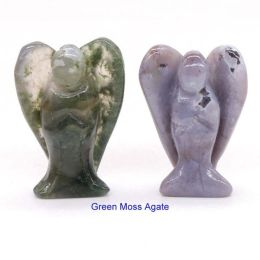 Wholesale Guardian Angel Statue Crystal Ornament (Color: Green Moss Agate)