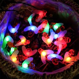 Solar String Lights Outdoor Waterproof Simulation Honey Bees Lamp Fairy Lights with 8 Lighting Decor for Garden Xmas Decorations (Color: Colorful, size: 5M20leds)