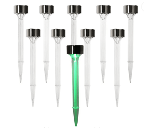 Solar Landscape Lights Transparent Decorative Waterproof, 10 Pack Solar Powered Pathway Lights (Color: Green)