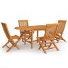 5 Piece Garden Dining Set Solid Teak Wood