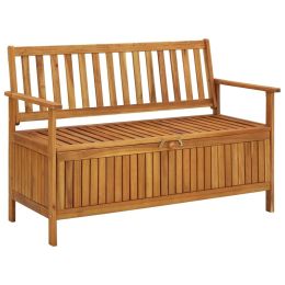 Garden Storage Bench 47.2" Solid Acacia Wood (Color: Brown)