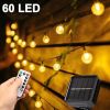 36FT 60 LED Solar String Light USB Party Xmas Yard Patio Garden Waterproof Decor; Solar Powered Patio Lights for Garden Yard Porch Wedding Party Decor