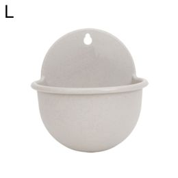 Wall Mounted Plant Pot Plastic Flowerpot Basket Planter Home Garden Decoration (Color: Gray, size: L)