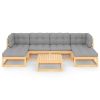 7 Piece Garden Lounge Set with Cushions Solid Pinewood