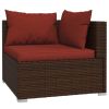 13 Piece Patio Lounge Set with Cushions Poly Rattan Brown